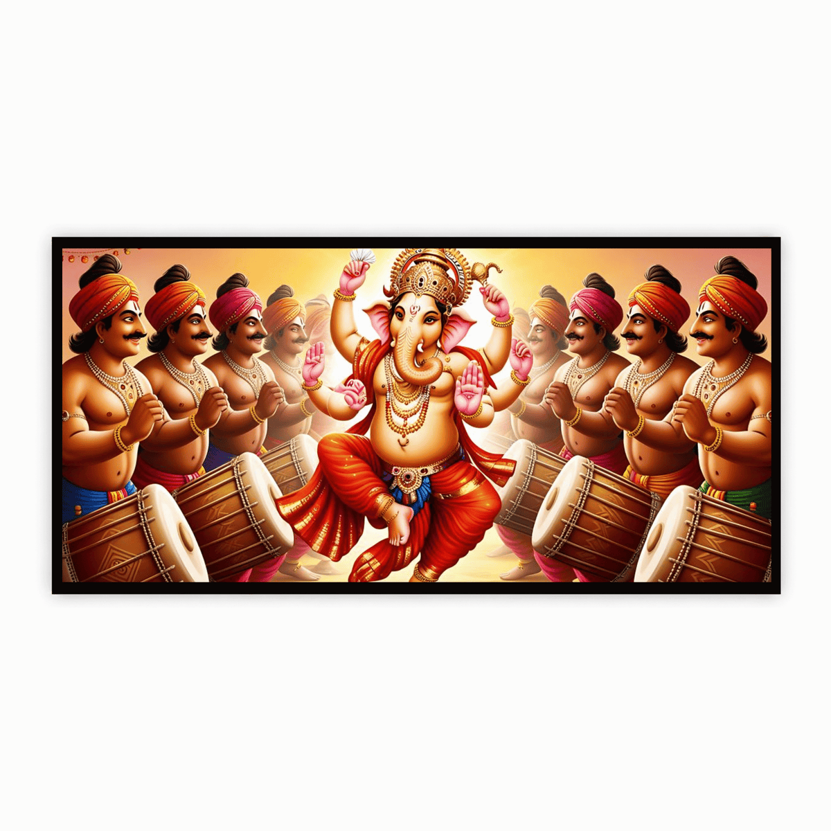 "People Beating Dhol and Dancing for Ganesh Ji - Festive Celebration"