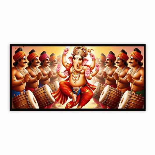 "People Beating Dhol and Dancing for Ganesh Ji - Festive Celebration"
