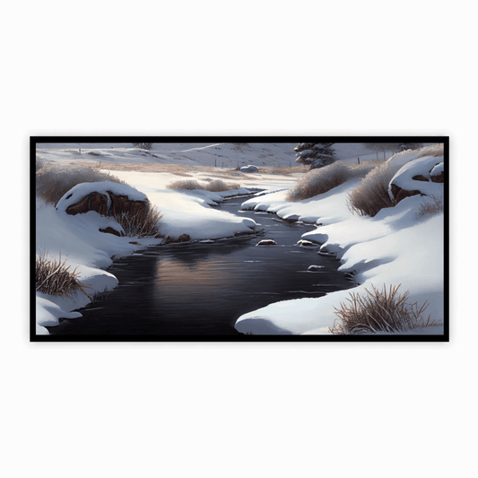 "Ice Landscape Photography Print - Frozen Nature Scene with Glaciers and Snow-Covered Mountains"