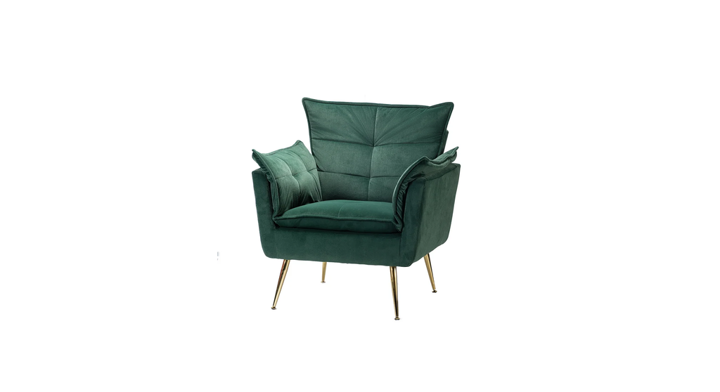 CreativeDecore Velvet fyn Accent Chair/Lounge Chair for  Living Room, Bedroom, Armchair Sofa Chair with Gold Legs.