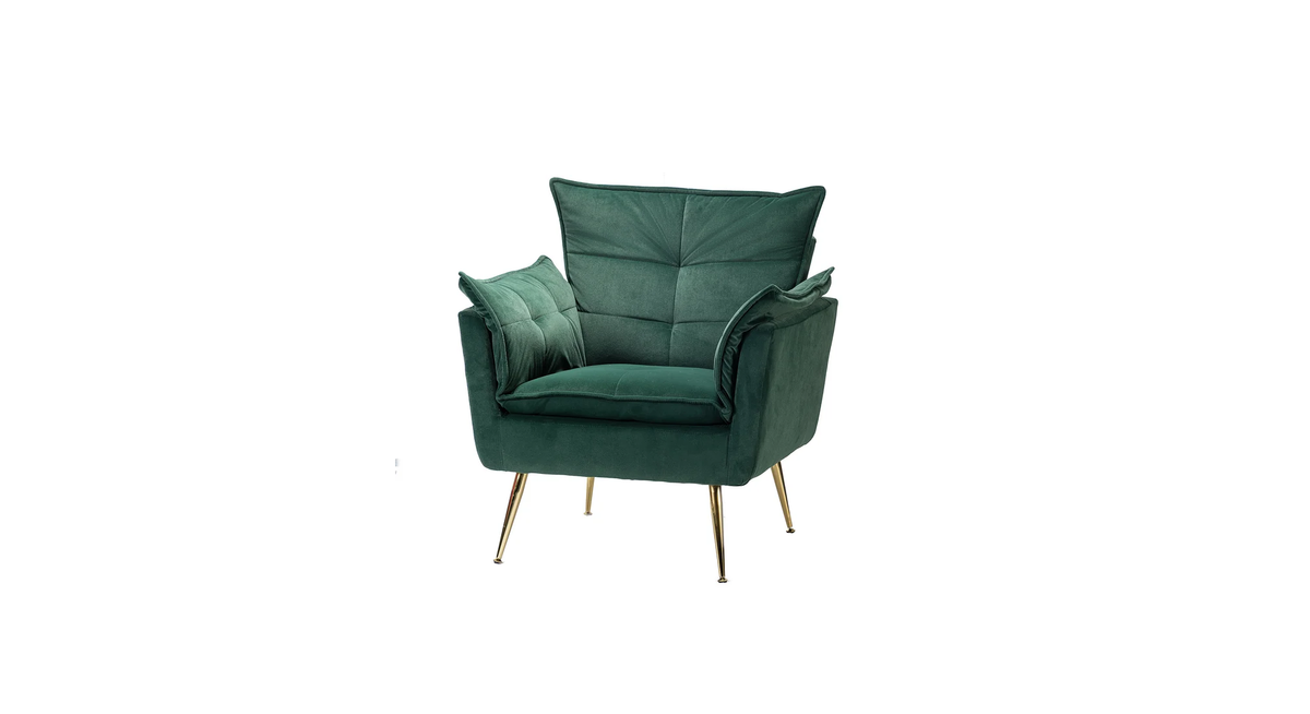 CreativeDecore Velvet fyn Accent Chair/Lounge Chair for  Living Room, Bedroom, Armchair Sofa Chair with Gold Legs.