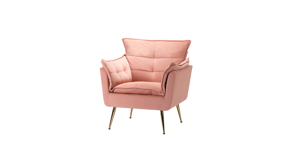 CreativeDecore Velvet fyn Accent Chair/Lounge Chair for  Living Room, Bedroom, Armchair Sofa Chair with Gold Legs.