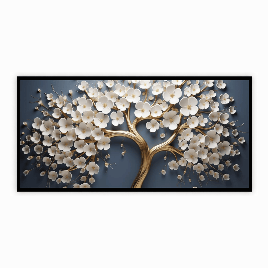 Vintage Gold Tree with white Flower: Wall Paintings by Creative Decor