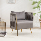 CreativeDecore Velvet vegan  Accent Chair with ottoman /Lounge Chair for  Living Room, Bedroom, Armchair Sofa Chair with Gold Legs.