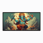 "Ganesh Ji Sitting in a Dancing Pose on the Himalayas - Traditional Indian Idol"