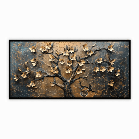 Tree With Golden Leaf: Wall Paintings by Creative Decor
