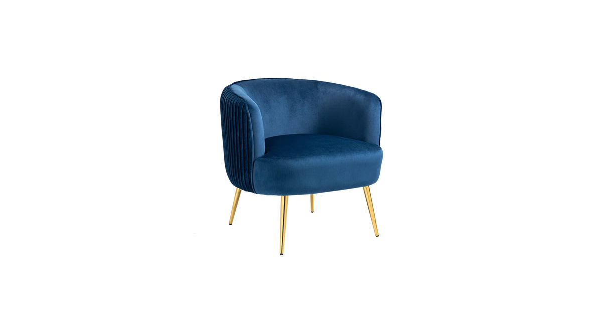 CreativeDecore Velvet Leiser Accent Chair/Lounge Chair for  Living Room, Bedroom, Armchair Sofa Chair with Gold Legs.