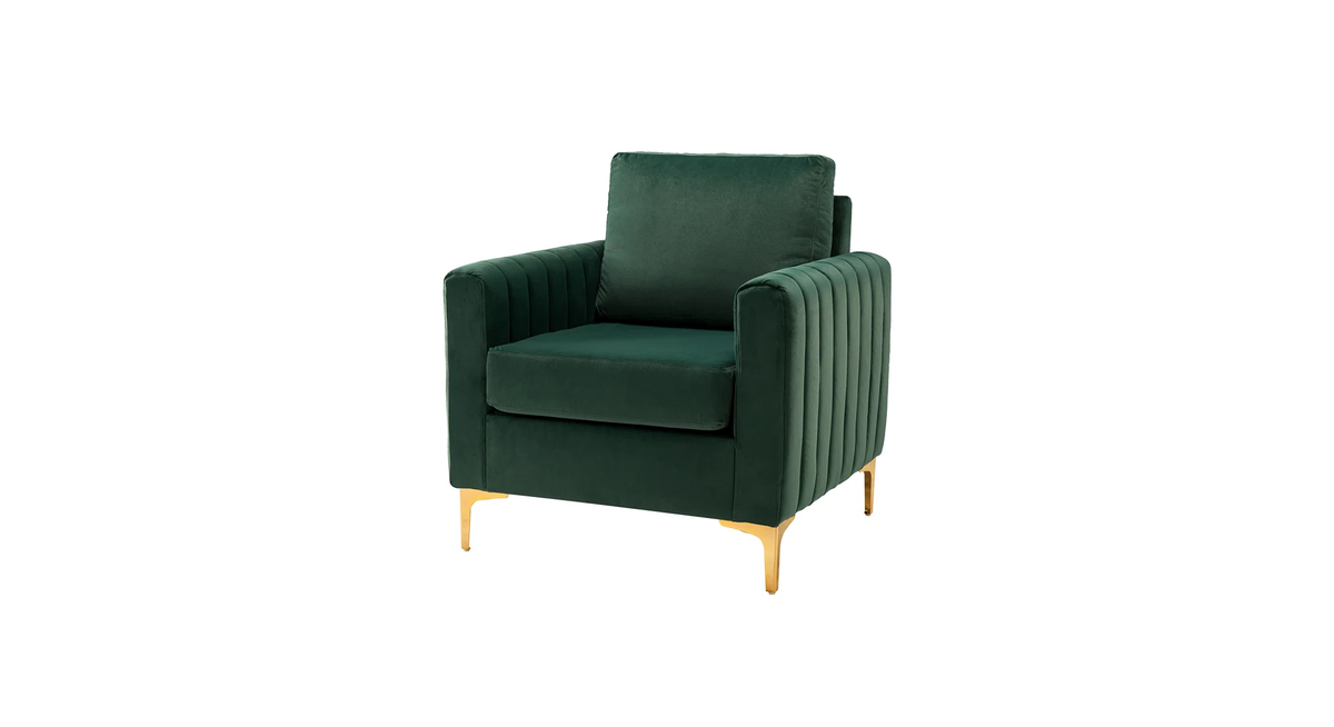 CreativeDecore Velvet Rafeal  Accent Chair/Lounge Chair for  Living Room, Bedroom, Armchair Sofa Chair with Gold Legs.