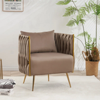 CreativeDecore Velvet vegan  Accent Chair with ottoman /Lounge Chair for  Living Room, Bedroom, Armchair Sofa Chair with Gold Legs.