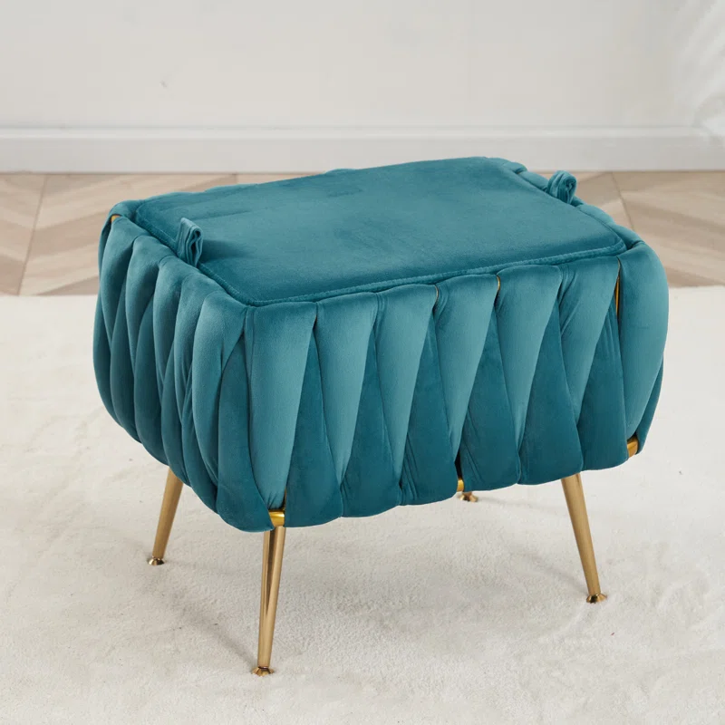 CreativeDecore Velvet vegan  Accent Chair with ottoman /Lounge Chair for  Living Room, Bedroom, Armchair Sofa Chair with Gold Legs.