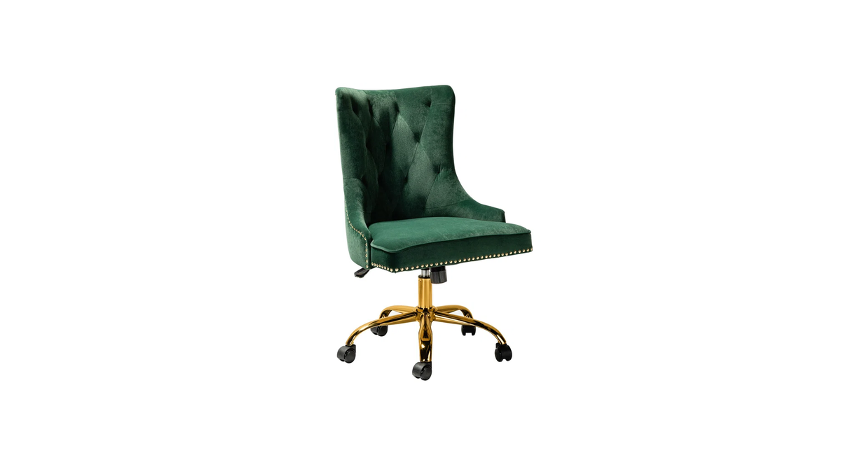 CreativeDecore Velvet Swen task chair /study chair /office chair   for  study  Room, office  , swivel Armchair  with Gold base