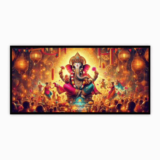 Ganesh Ji in Pandal with Devotees - Divine Idol for Celebrations