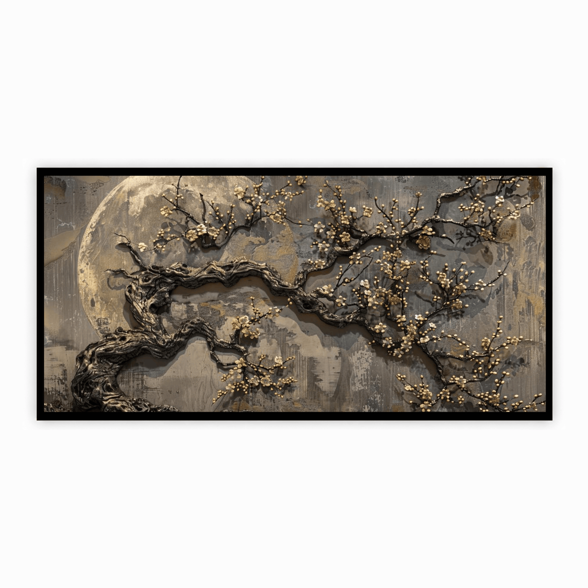 Abstract artistic background flowers branches gold canvas painting, brush oil painting, modern art ink alcohol can be used, wall decoration, wallpaper murals, ai generated illustration: Wall Paintings by Creative Decor