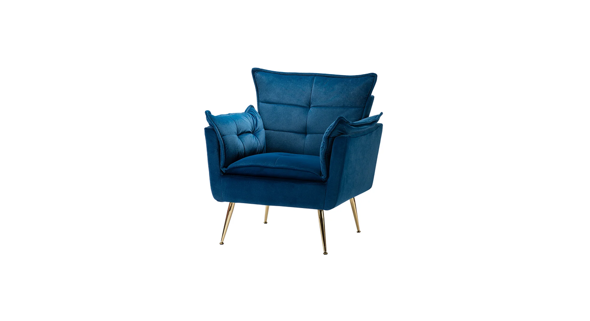CreativeDecore Velvet fyn Accent Chair/Lounge Chair for  Living Room, Bedroom, Armchair Sofa Chair with Gold Legs.