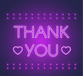 Neon Lights 'Thank You' with Two Little Purple Hearts - Unique LED Sign"