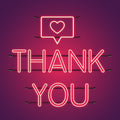 "Neon Lights 'Thank You' with Red Hearts - Bright & Elegant Décor"