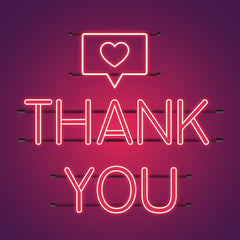 "Neon Lights 'Thank You' with Red Hearts - Bright & Elegant Décor"