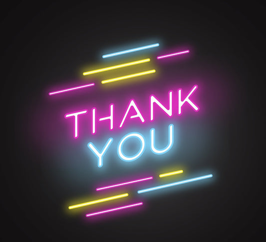 "Neon Lights 'Thank You' with Multicolor Lines - Vibrant LED Décor"