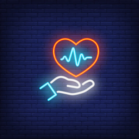 Neon Lights Heartbeat Design on Hand