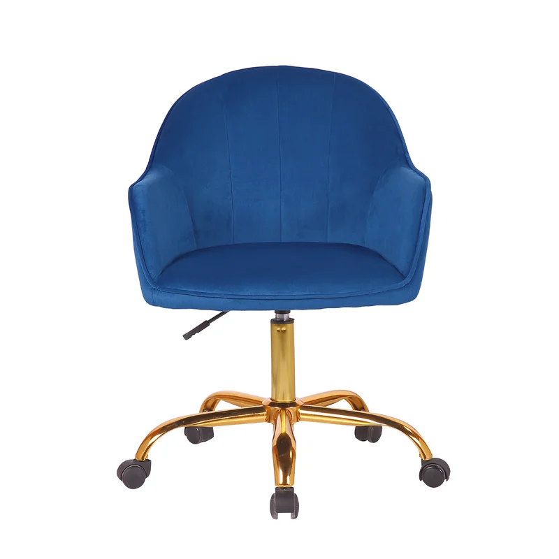 CreativeDecore Blue Auroratask Swivel Office Chair with Gold Base | Study & Work Armchair for Home and Office