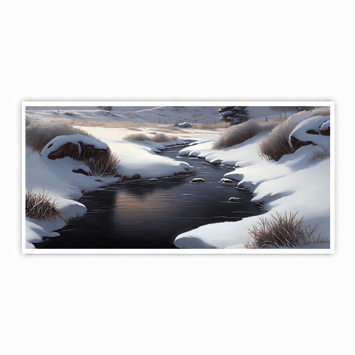 "Ice Landscape Photography Print - Frozen Nature Scene with Glaciers and Snow-Covered Mountains"