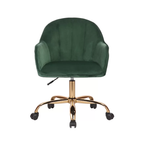 Comfy CreativeDecore Green Auroratask Chair | Study, Office Swivel Chair with Gold Base & Armrests