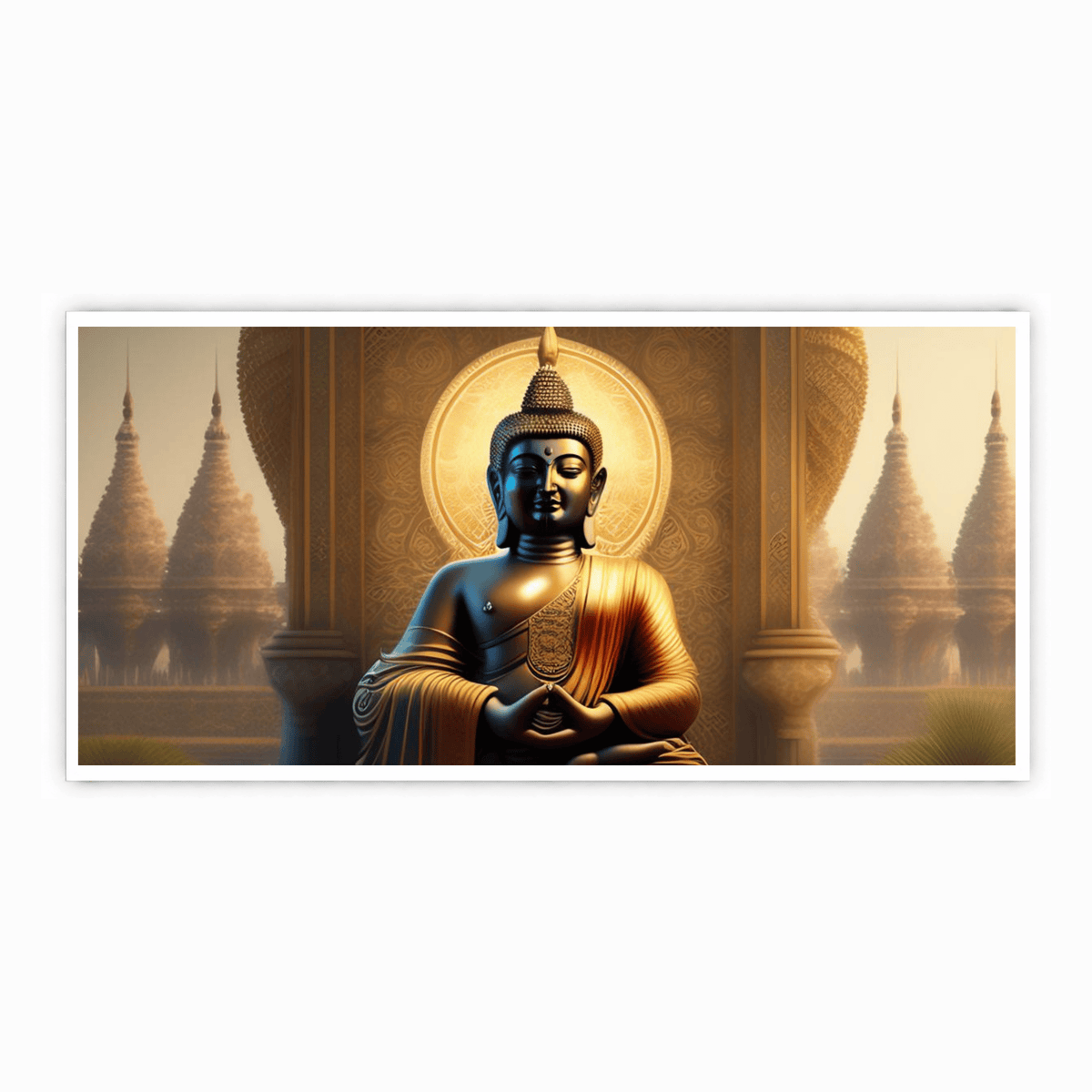 Buddha Ji in Temple with Chakra Behind His Head