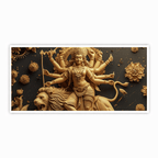Divine Many-Hand Mata Rani Statue Sitting on Lion – Goddess Durga Idol for Worship.