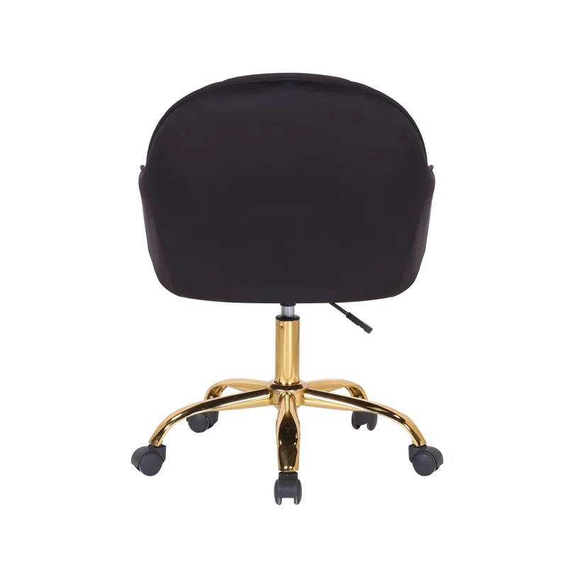 CreativeDecore Black Auroratask Swivel Office Chair with Gold Base | Study & Work Armchair for Home and Office
