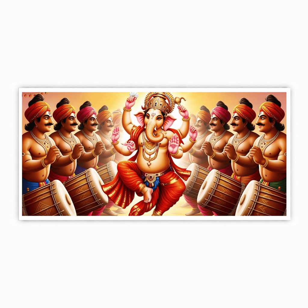 "People Beating Dhol and Dancing for Ganesh Ji - Festive Celebration"