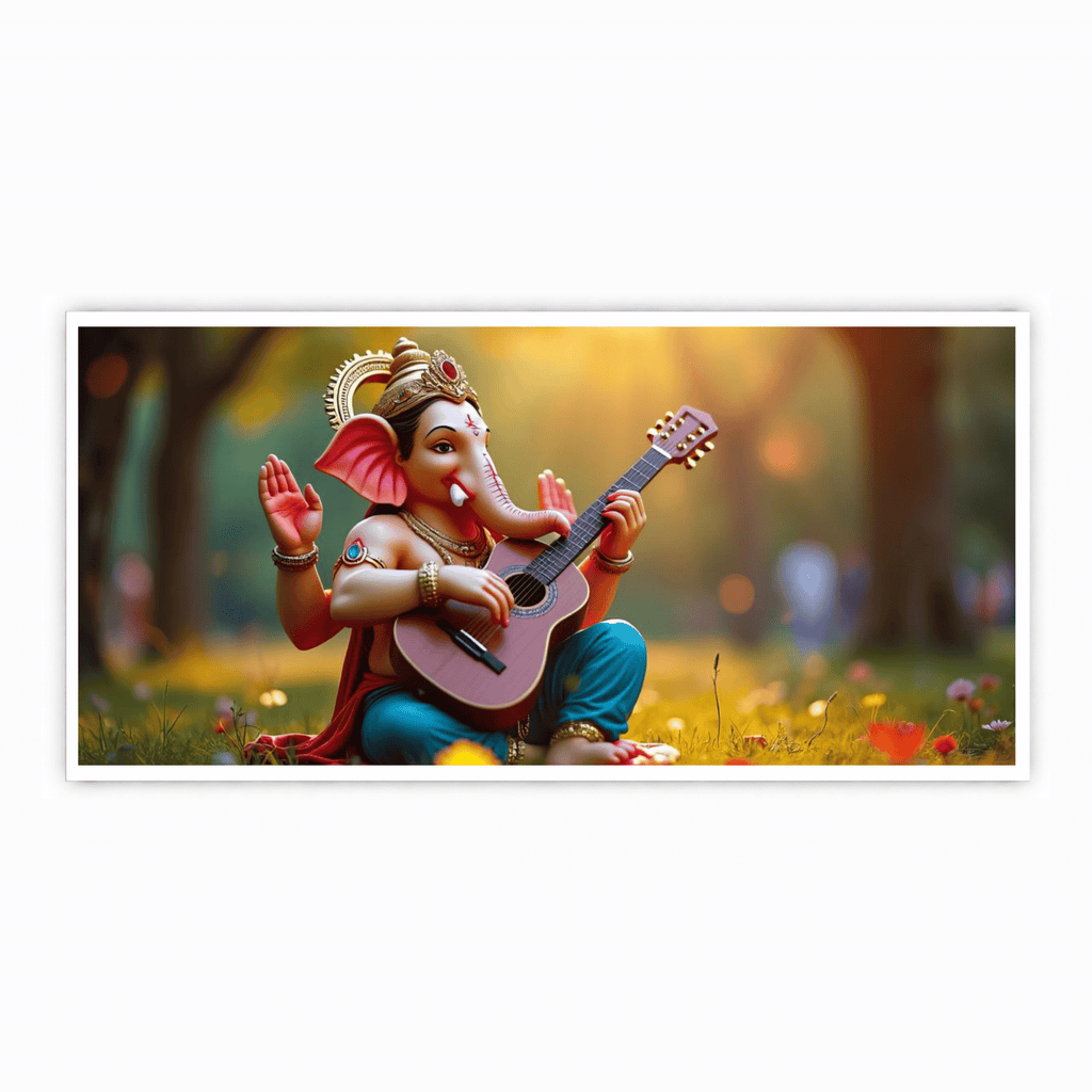 Four Arms Ganesh Ji Playing Guitar Statue - Unique Artistic Decor