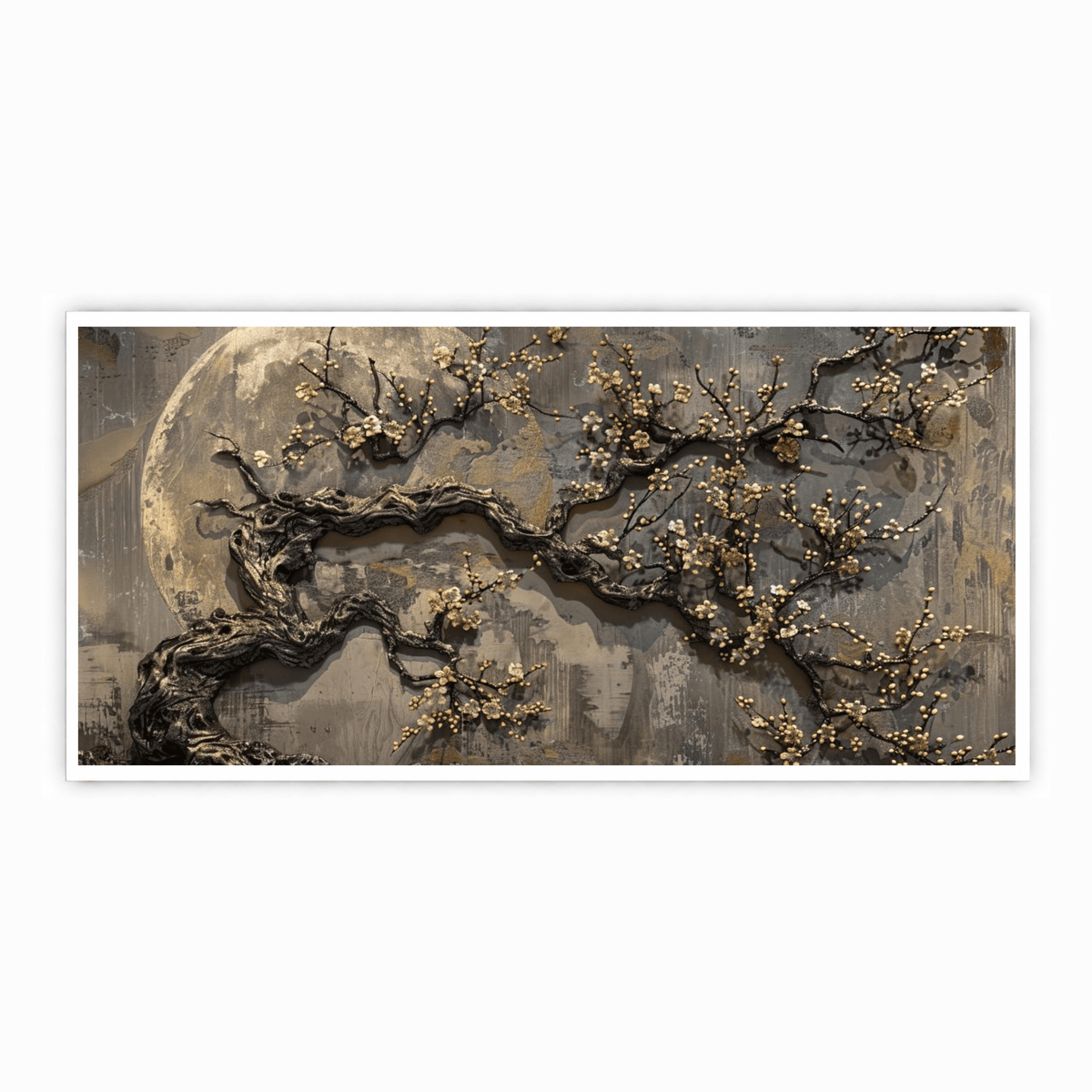 Abstract artistic background flowers branches gold canvas painting, brush oil painting, modern art ink alcohol can be used, wall decoration, wallpaper murals, ai generated illustration: Wall Paintings by Creative Decor