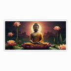 Buddha Ji Sitting on Flower with Chakra Behind Head