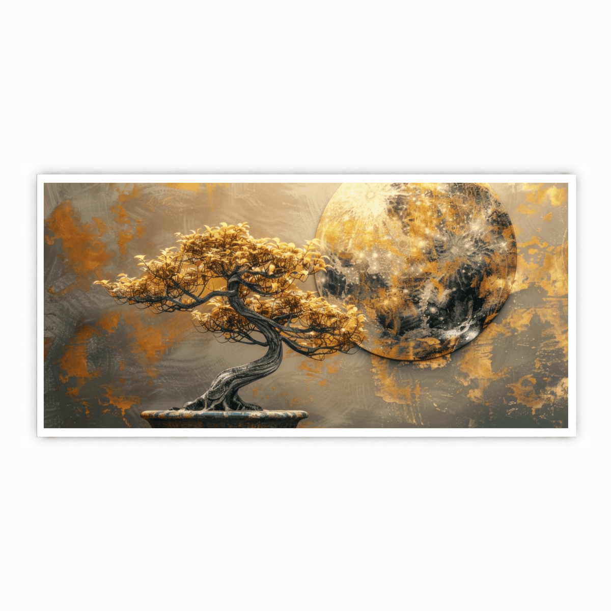 Golden tree with Abstract design: Wall Paintings by Creative Decor