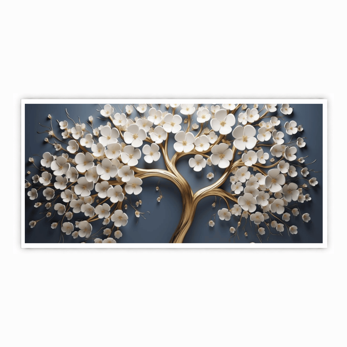 Vintage Gold Tree with white Flower: Wall Paintings by Creative Decor
