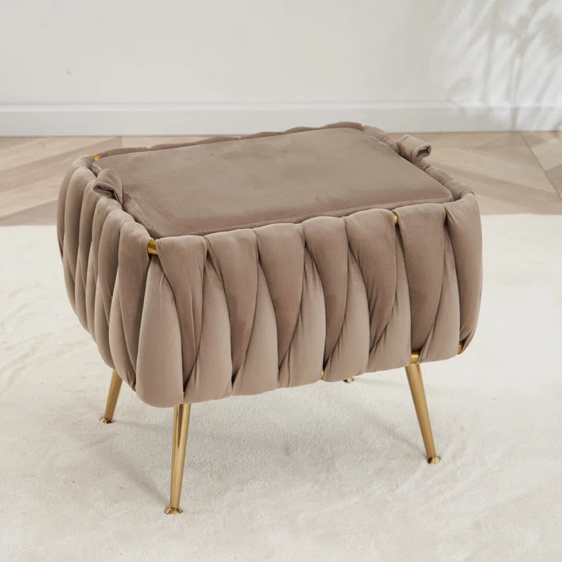 CreativeDecore Velvet vegan  Accent Chair with ottoman /Lounge Chair for  Living Room, Bedroom, Armchair Sofa Chair with Gold Legs.