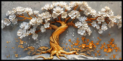 Golden Tree With White Flower: Wall Paintings by Creative Decor