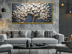 Vintage Gold Tree with white Flower: Wall Paintings by Creative Decor