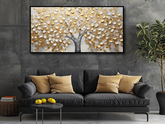 Tree With White & gold Leaf: Wall Paintings by Creative Decor