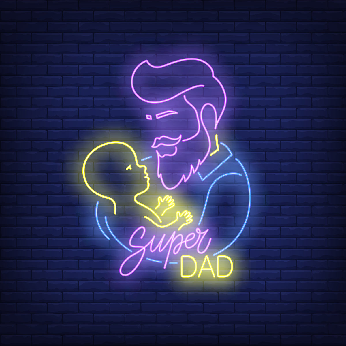 Neon Light "Baby and Dad" - Custom LED Wall Art for Nursery or Living Room