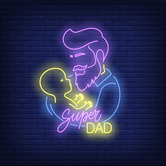 Neon Light "Baby and Dad" - Custom LED Wall Art for Nursery or Living Room