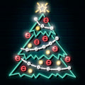 "Neon Light Decorated Christmas Tree - Festive LED Holiday Decoration"