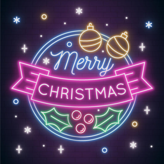 "Neon Light 'Merry Christmas' in Circle - Multi-Color Festive Decoration"