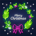 Neon Christmas Circle Light with Leaf Design - Festive Decoration