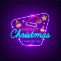 Neon Lights Marry Christmas in Purple Color with Festive Elements"