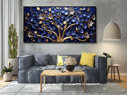 Tree with Ruby Blue Leaf: Wall Paintings by Creative Decor