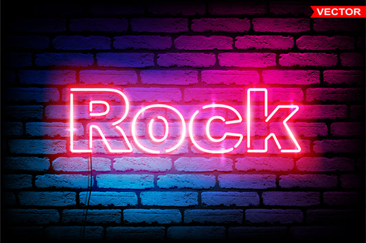 Neon Light Rock Sign in Vibrant Red Color – Modern Wall Decor.