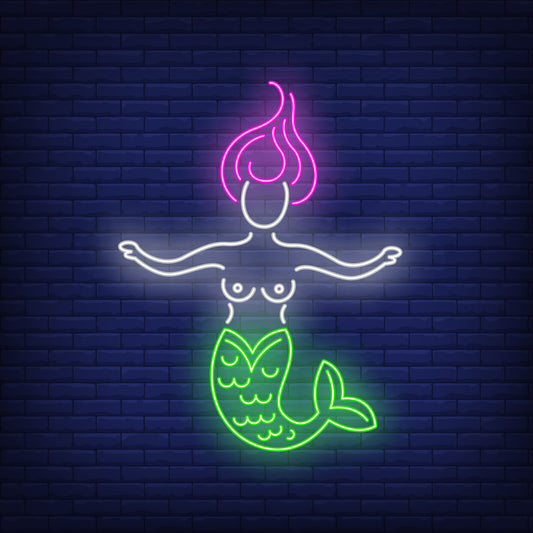 Neon Light Mermaid Fish - Colorful LED Fish Sculpture for Home Decor