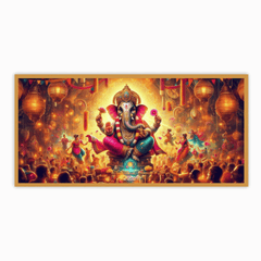 Ganesh Ji in Pandal with Devotees - Divine Idol for Celebrations
