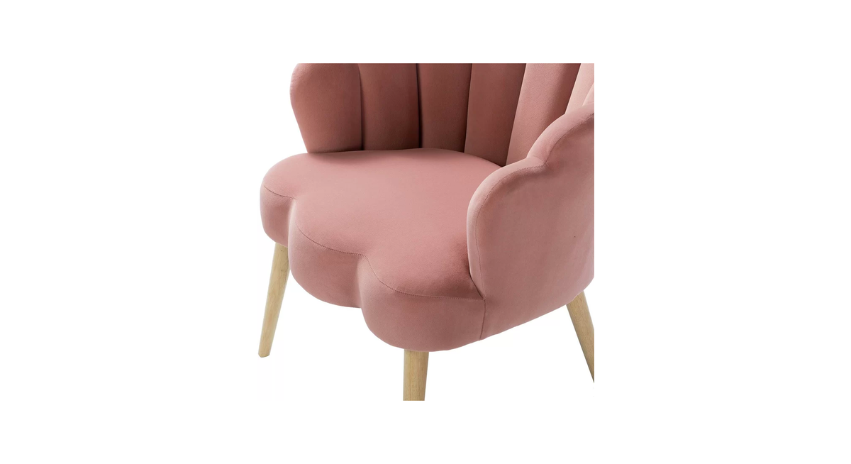 CreativeDecore Velvet Rae Accent Chair/Lounge Chair for  Living Room, Bedroom, Armchair Sofa Chair with natural finish wooden legs